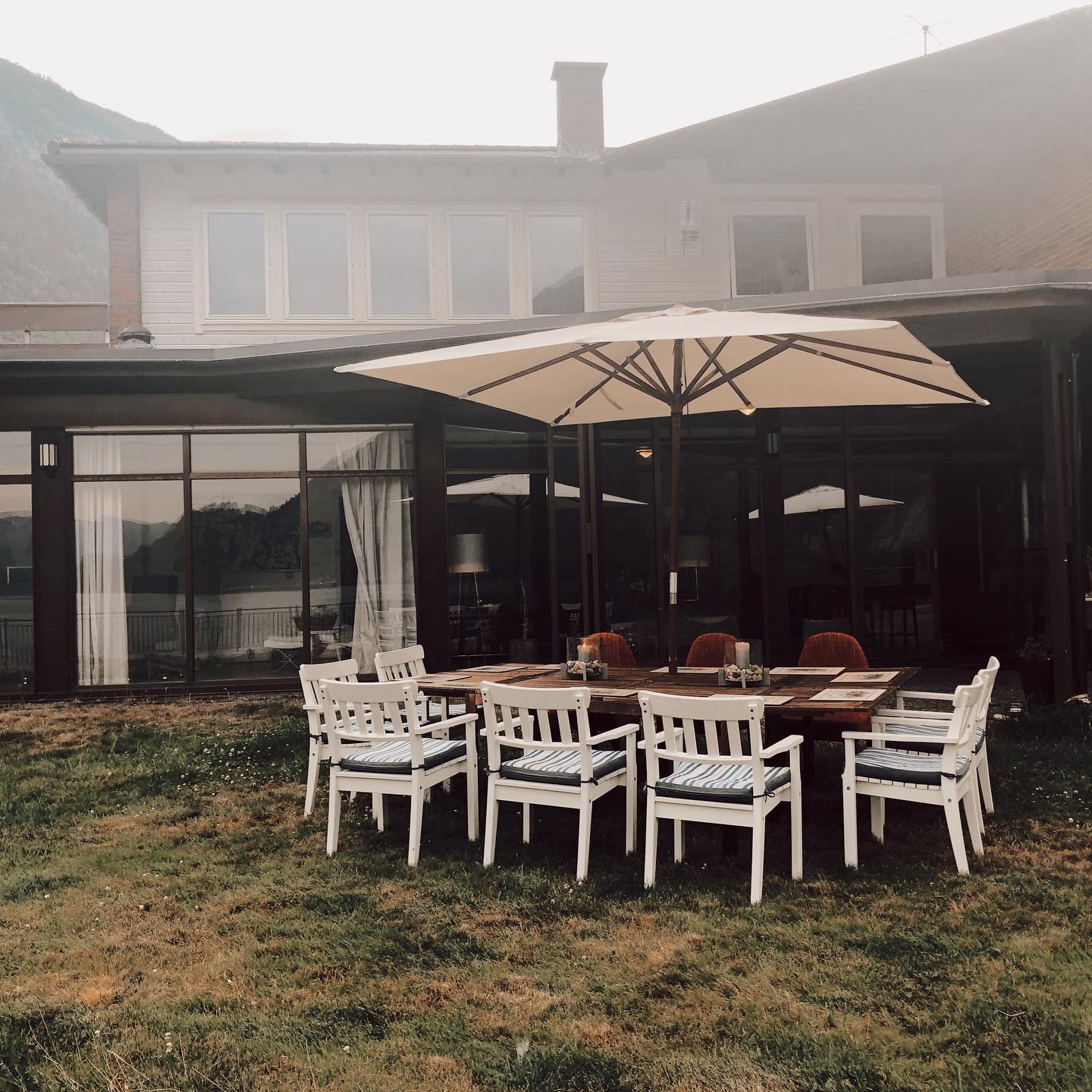 Outdoor space with table and chairs