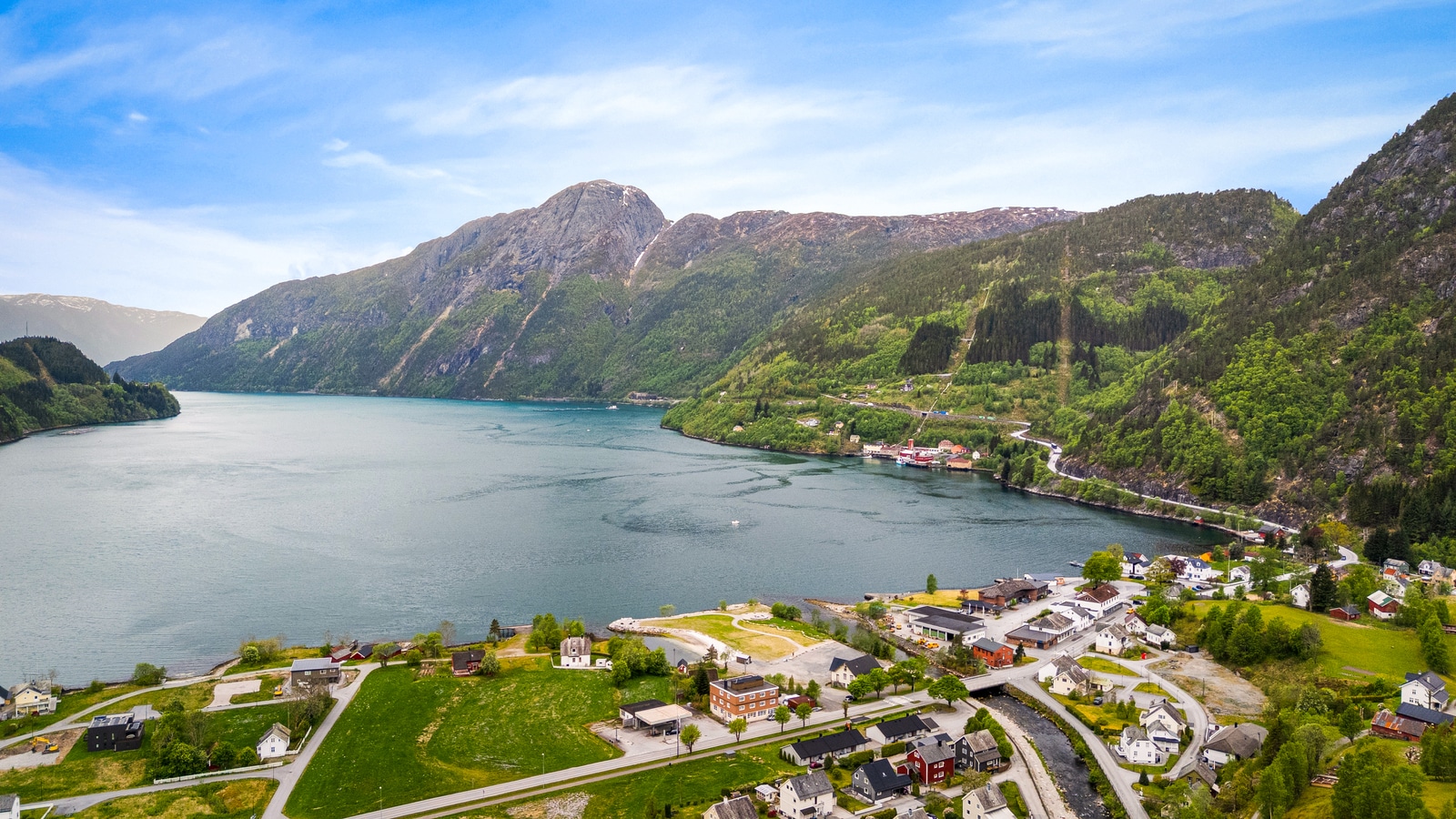 Vadheim and the Sognefjord seen from above